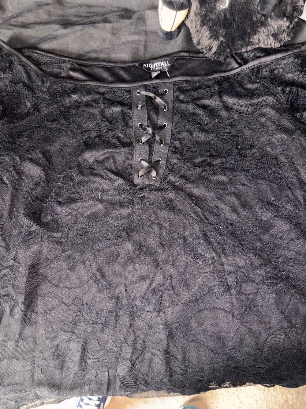 torrid Black Lace-Up Lace Blouse